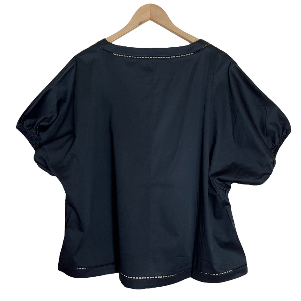 Soft Surroundings Black Split Neck Eyelet Blouse … - image 2